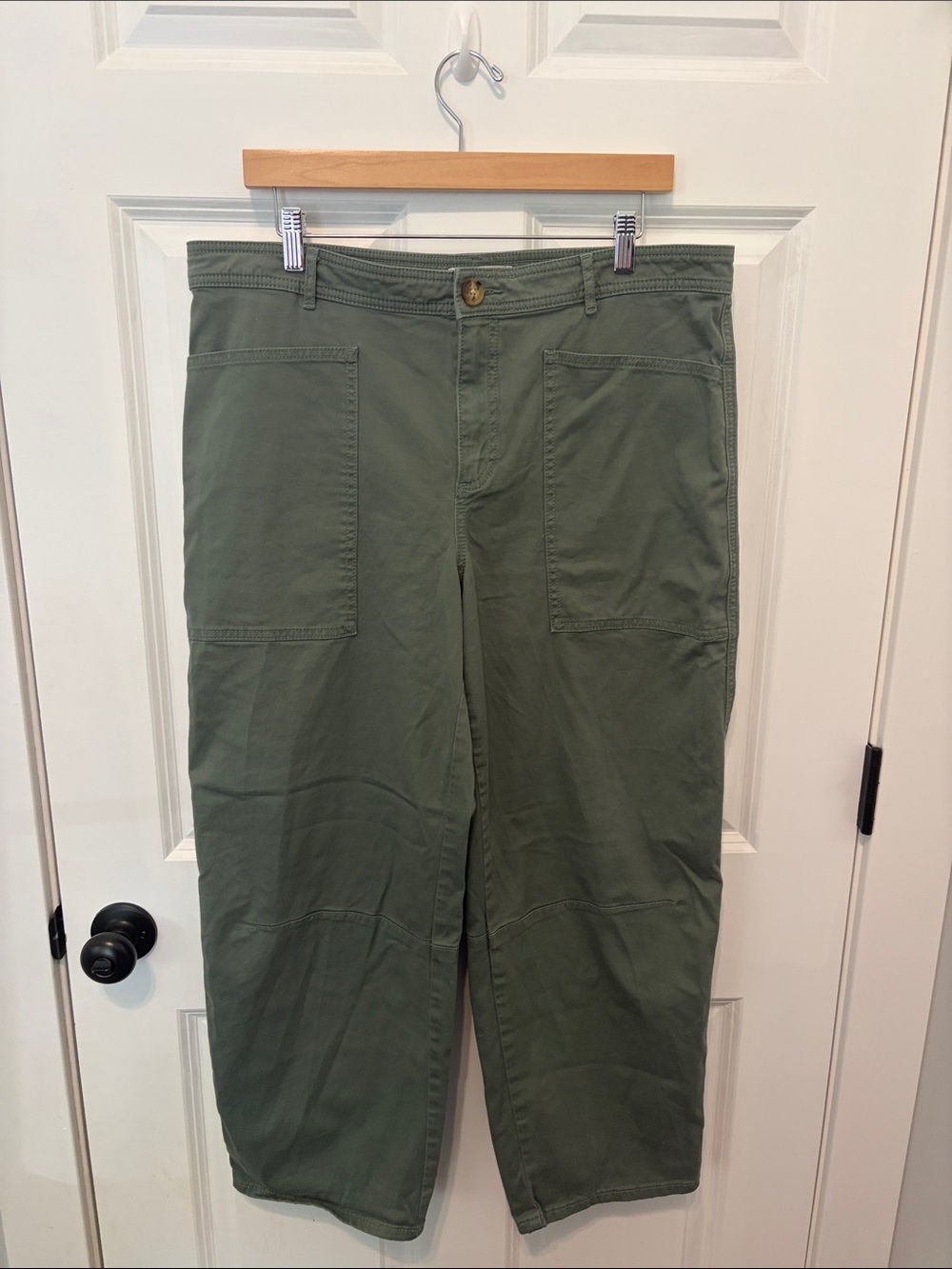LOFT Olive Green Wide-Leg Utility Pants